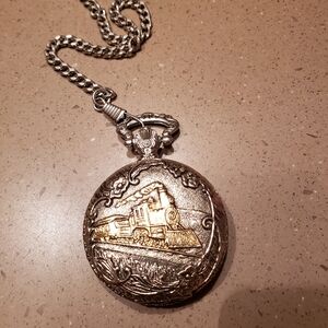 Vintage Two-tone Pocketwatch With Locomotive